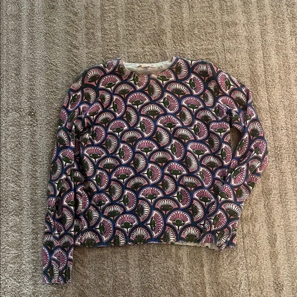 Boden Emilia Cotton Crewneck Lightweight Sweater Purple and Blue Pattern Small - Picture 6 of 10